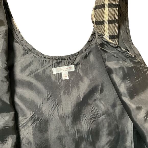 NWT TAHARI Girls Size 10 Babydoll Wrap Dress Black and Tan Strip Plaid - Picture 9 of 10